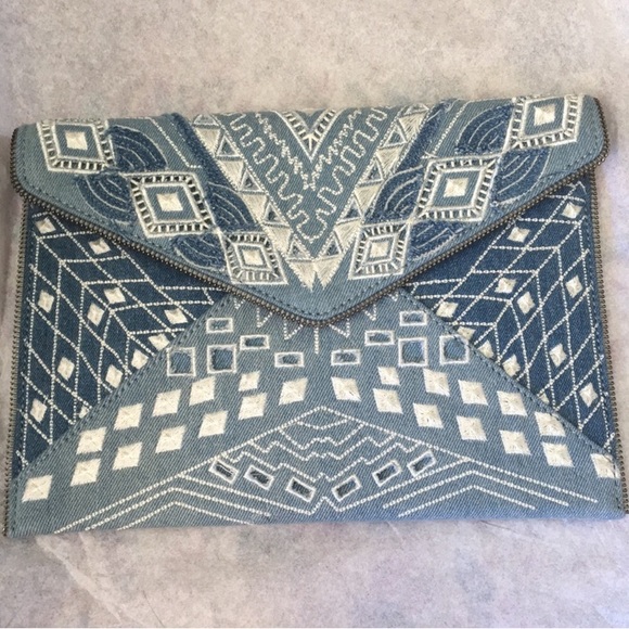 ⭐️SALE⭐️ NWT Rebecca Minkoff Light Denim Clutch - Picture 5 of 8
